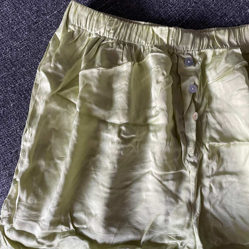 Silk Satin Light Green Shorts